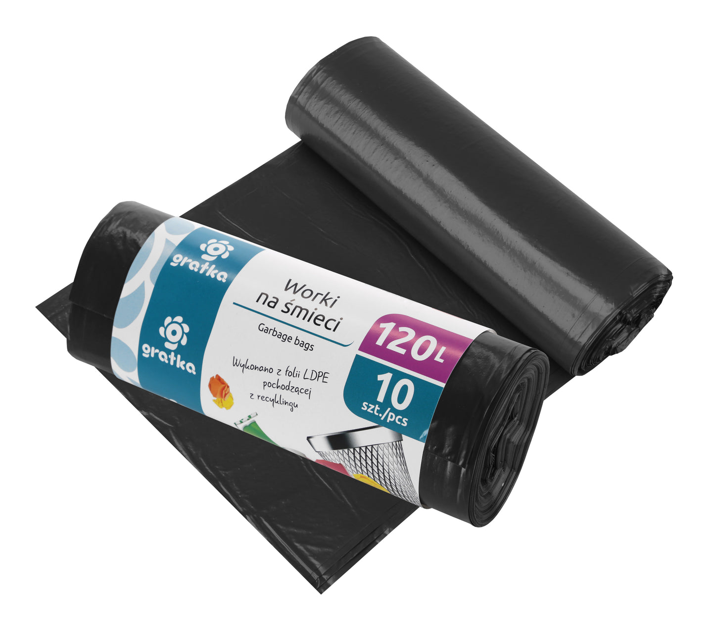 Šiukšlių maišai 120 l LDPE, 10 vnt., 6 x 19.5 x 6, 10708, Gratka