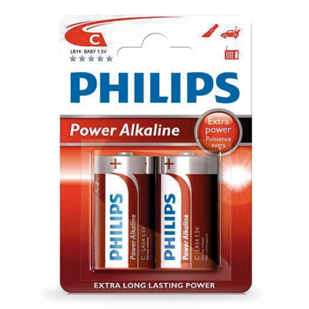PHILIPS alkaline LR14 (C) šarminės baterijos, 2 vnt./lizdinėje pakuotėje, 009000313