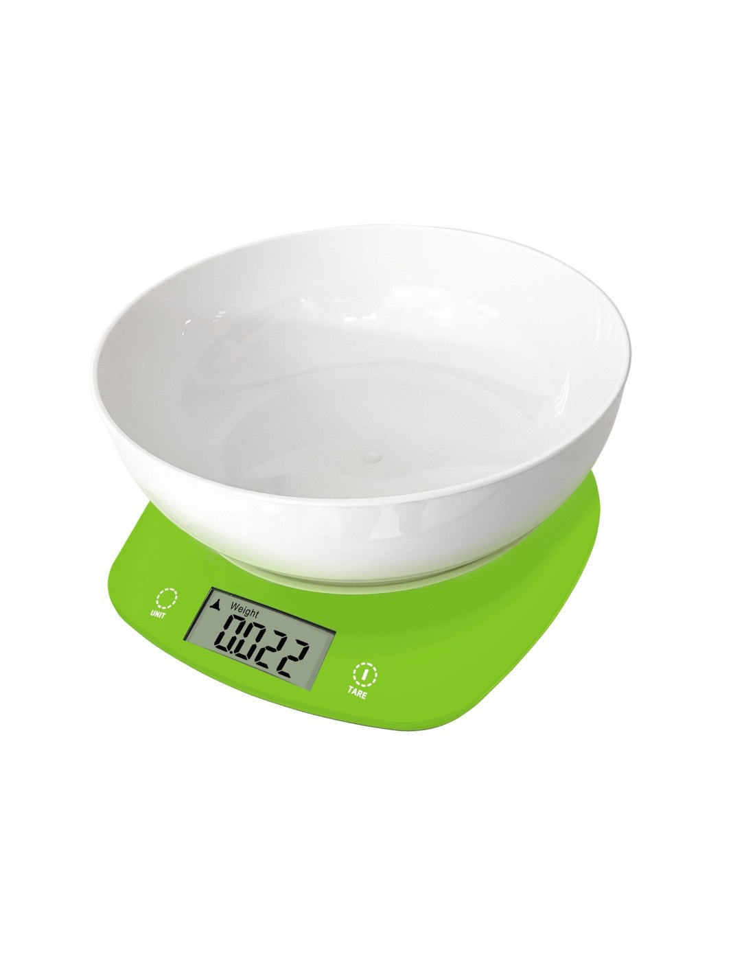 Virtuvinės svarstyklės su dubeniu Rosberg R51651Q, 5 kg., 2 x AAA baterijos, LED ekranas, žalios