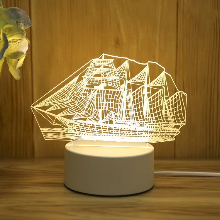 Šviečianti 3D LED Dekoracija - Laivas