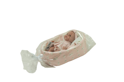 Arias lėlė kūdikėlis su rožine nešykle, 26 cm