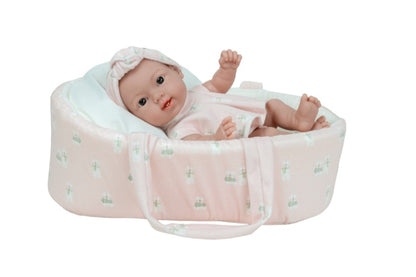 Arias lėlė kūdikėlis su rožine nešykle, 26 cm