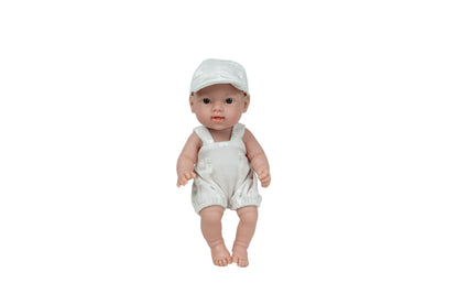 Arias lėlė kūdikėlis su smėlinės spalvos nešykle, 26 cm