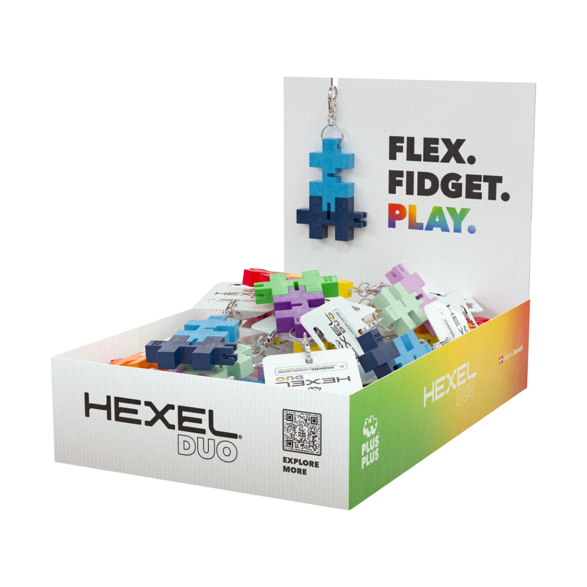 Plus Plus HEXEL DUO raktų pakabukas, balta/oranžinė