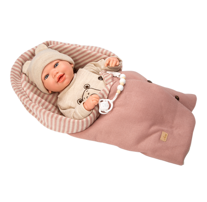 Arias Reborn lėlė kūdikėlis su smėlio spalvos rūbeliais, 45 cm