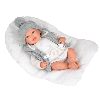 Arias Reborn kūdikėlis su pilkais rūbeliais, Daniela, 45 cm