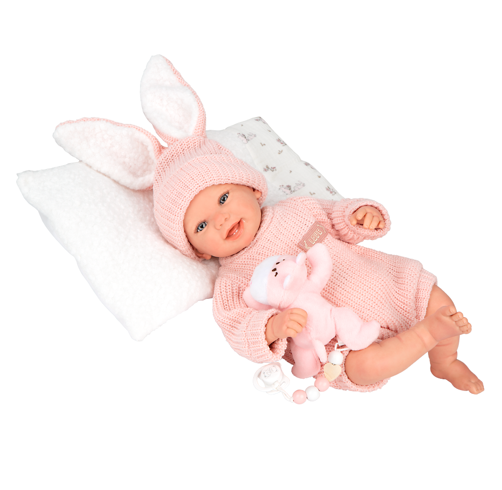 Arias Reborn lėlė kūdikėlis rožiniais rūbeliais, Lucia, 45 cm