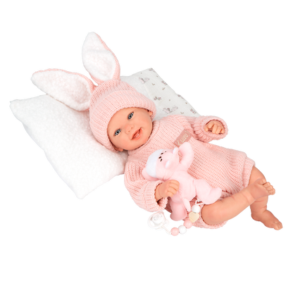 Arias Reborn lėlė kūdikėlis rožiniais rūbeliais, Lucia, 45 cm