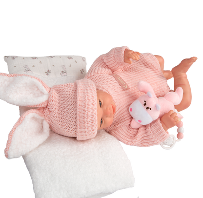 Arias Reborn lėlė kūdikėlis rožiniais rūbeliais, Lucia, 45 cm
