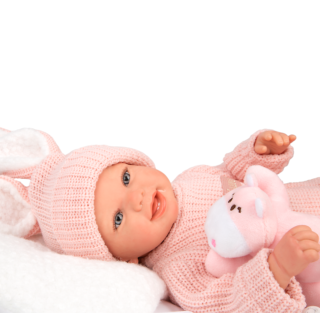 Arias Reborn lėlė kūdikėlis rožiniais rūbeliais, Lucia, 45 cm