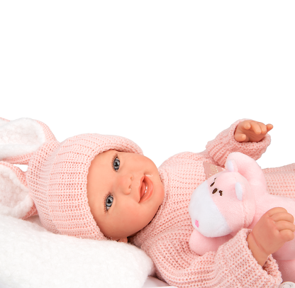 Arias Reborn lėlė kūdikėlis rožiniais rūbeliais, Lucia, 45 cm