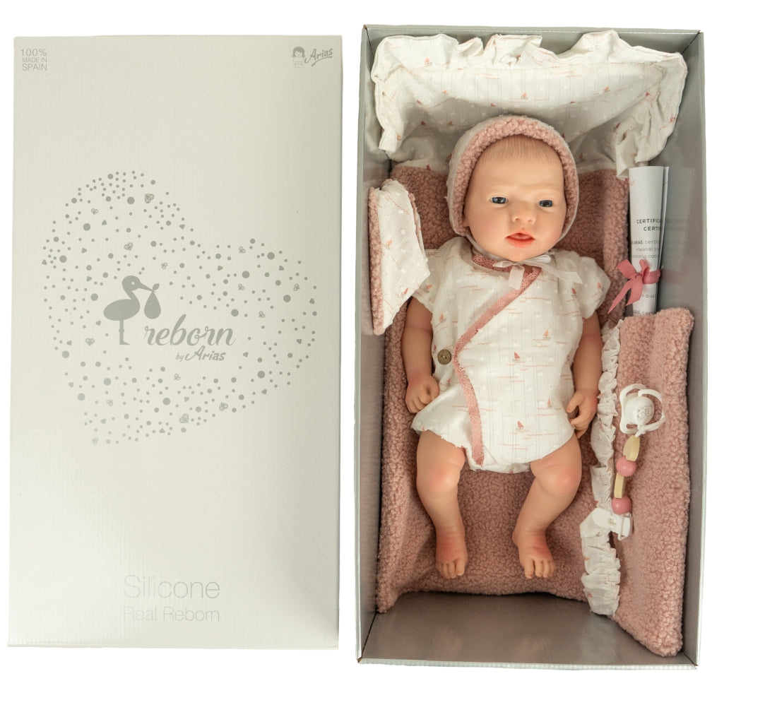 Arias silikoninė Reborn lėlė kūdikėlis, mergaitė 40 cm