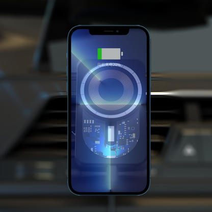 Automobilinis magnetinis telefono laikiklis su belaidžiu įkrovikliu.