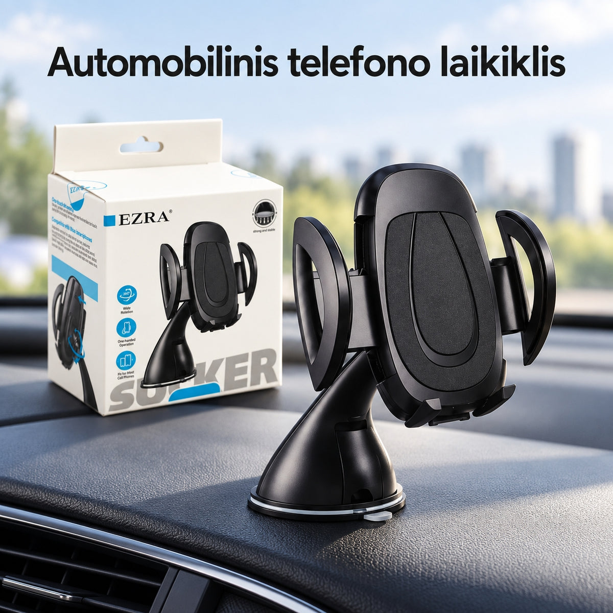 Automobilinis telefono laikiklis su siurbtuku EZRA HL129