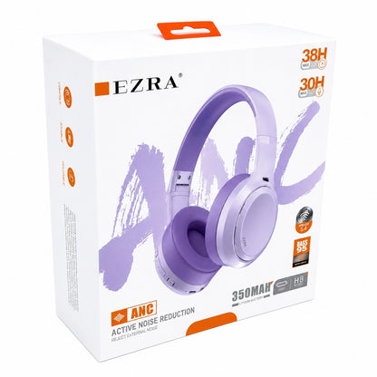 Belaidės ausinės su aktyviu triukšmo slopinimu EZRA BW95 Violetinė