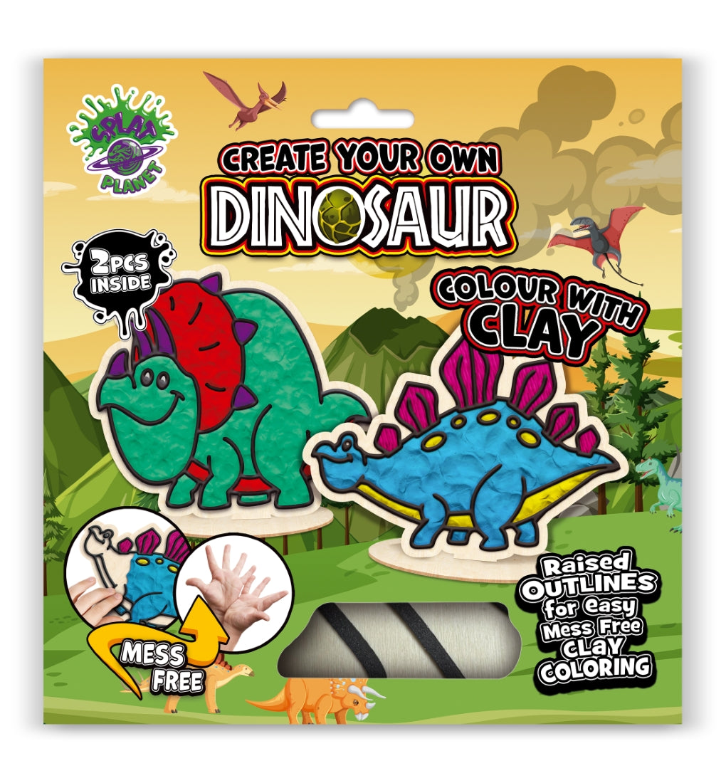 Splat Planet kūrybinis modelino rinkinys su mediniais Dinozaurais