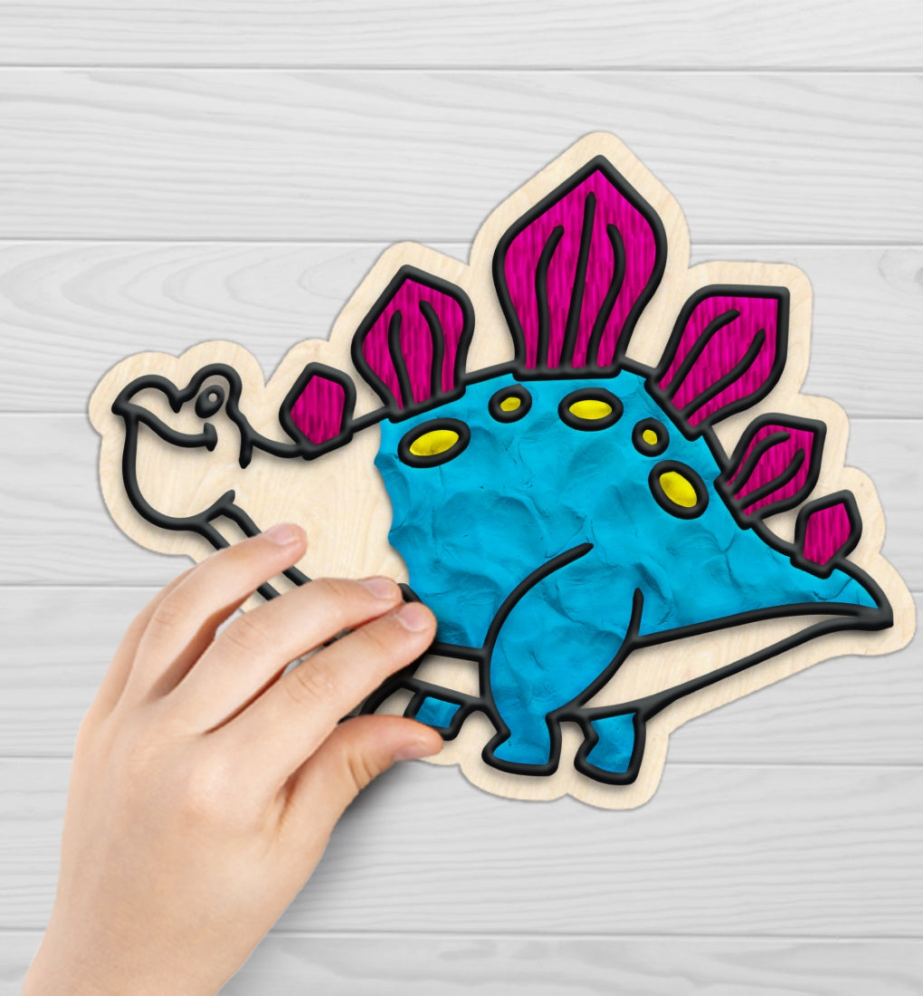 Splat Planet kūrybinis modelino rinkinys su mediniais Dinozaurais