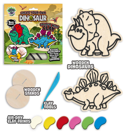 Splat Planet kūrybinis modelino rinkinys su mediniais Dinozaurais