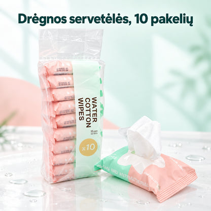 Drėgnos servetėlės su 99 % vandens 10 × 10 vnt.
