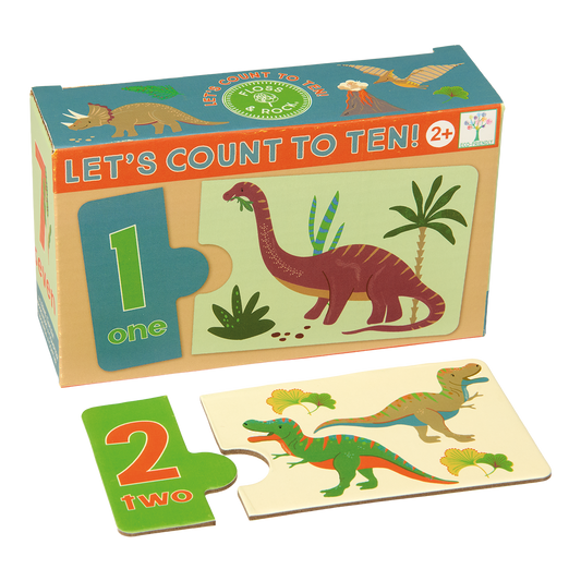 Edukacinis žaidimas-dėlionė Skaičiuok iki 10, Dinozaurai