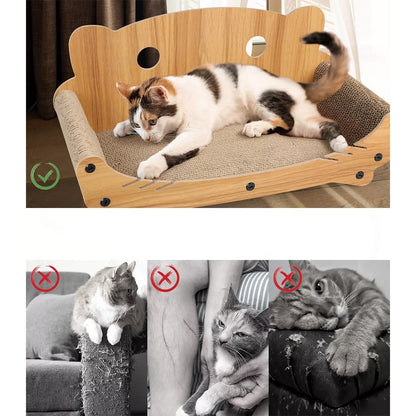 Ergonomiška kačių draskyklė–gultas su mediniu rėmu