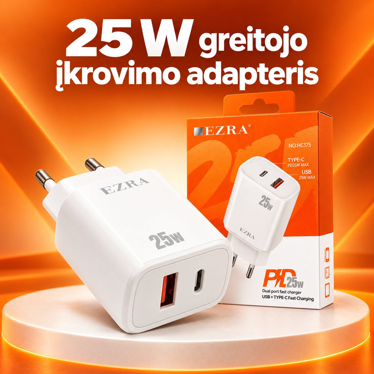 Greitojo įkrovimo adapteris EZRA HC175 25 W