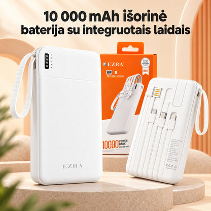 Išorinė baterija su integruotais laidais EZRA PB147-1 10 000 mAh