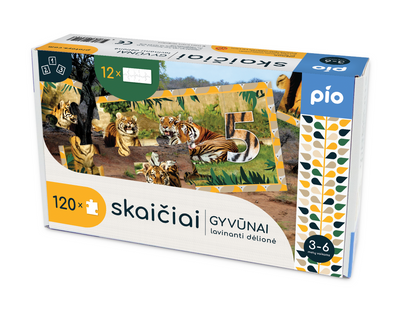 Lavinanti dėlionė SKAIČIAI - GYVŪNAI, 3-6 metų vaikams
