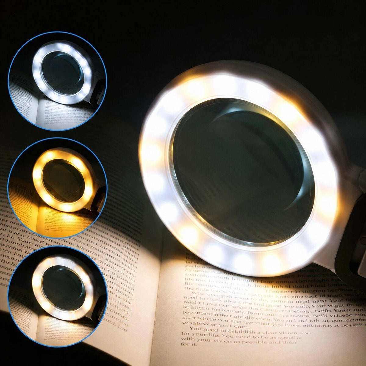 Lupa su LED apšvietimu ir stovu