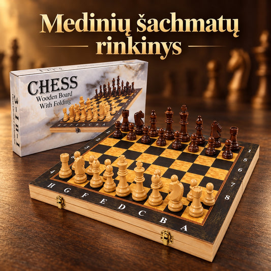 Medinis 3 viename šachmatų, šaškių ir nardų rinkinys TR2351A