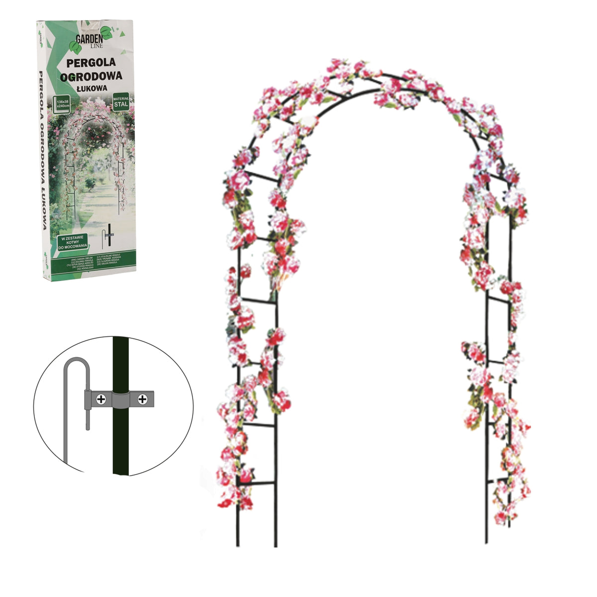 Metalinė sodo pergola vijokliniams augalams 140 × 38 × 240 cm