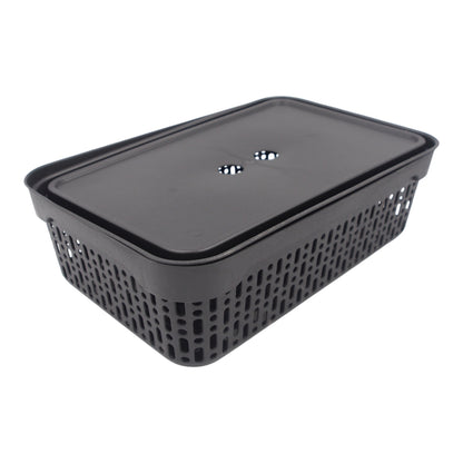 Plastikinė dėžė su dangčiu 40×30×13 cm JUODA
