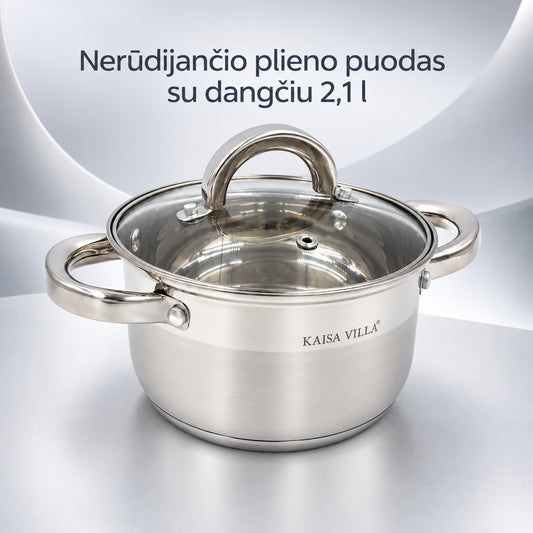 Puodas su stikliniu dangčiu 2,1 l TR2295A