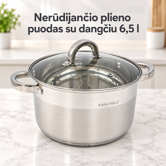 Puodas su stikliniu dangčiu 6,5 l TR2295D