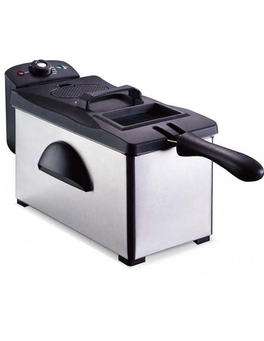 Elektrinė gruzdintuvė Oliver Voltz 55RP51980P, 2000W, 3L. Nuimamas indas, dangtis ir filtras, nerūdi