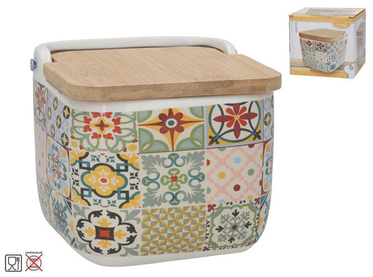 Druskos indelis su bambukiniu dangteliu, 12 x 12,5 x 11 cm, KITCHEN&GO