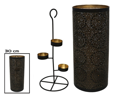 Juoda žibintas žvakėms su stovu Manju, 13.00 x 13.00 x 30.00, GARDEN ENJOY