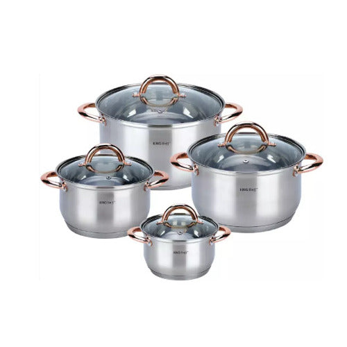 Puodų rinkinys, 8 elementai, rožinio aukso spalvos, KH 1763, KINGHoff