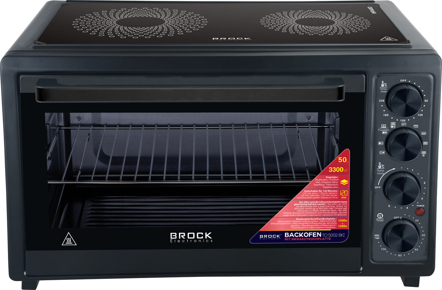 Orkaitė su kaitlente BROCK TO 5002 BKI 50L, 3300W