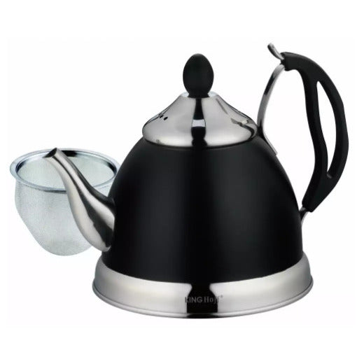 Arbatinukas su sieteliu, 1l plieninis, juodas Kinghoff KH 1538