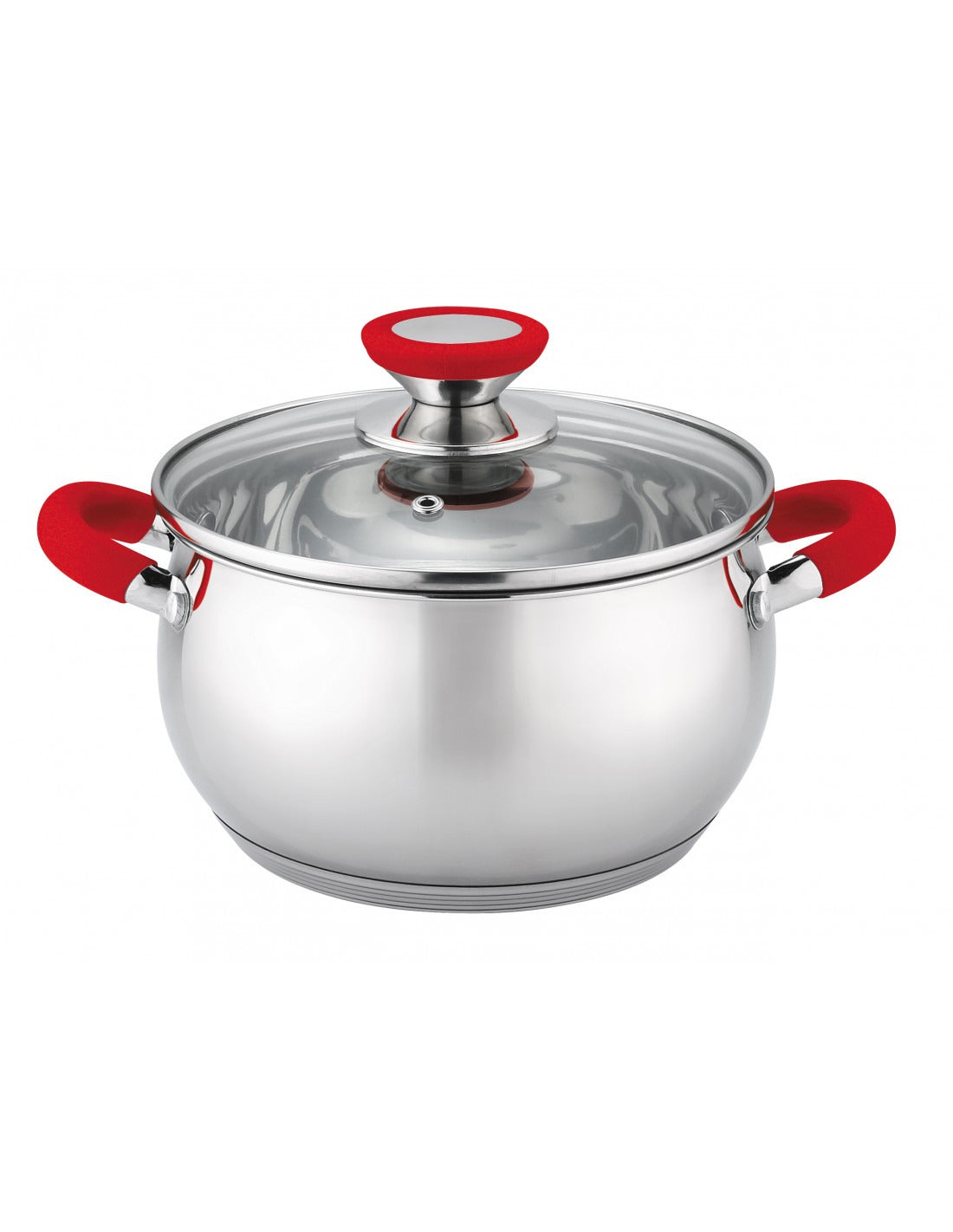 Puodas Voltz OV51210N20, 20 cm./3,5 l, raudonos rankenos, nerūdijantis plienas