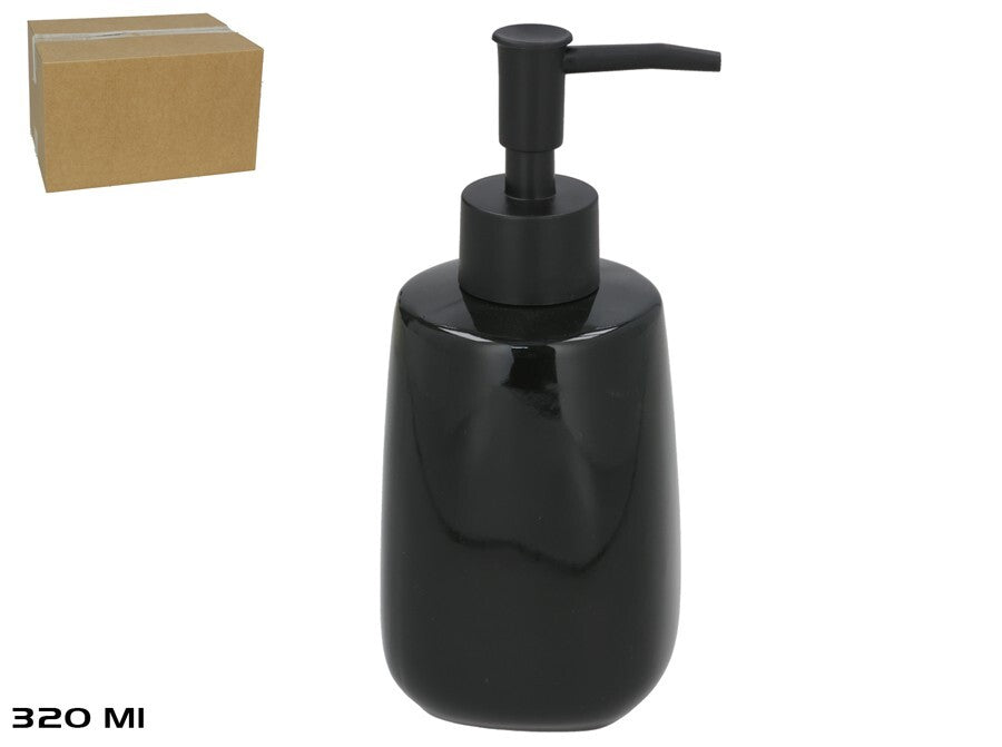 Juodas keraminis muilo dozatorius, 320 ml, 7.00 x 7.00 x 16.50, BATH&GO