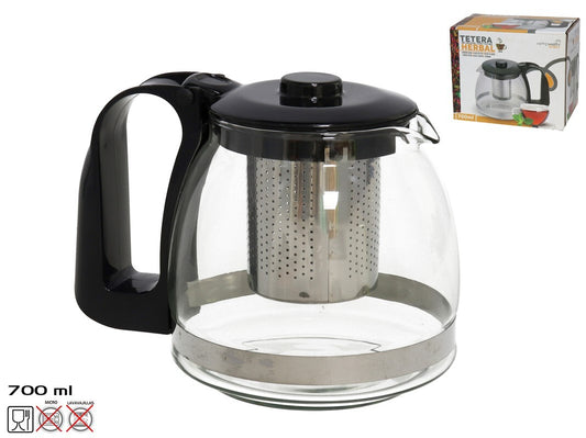 Stiklinis arbatinukas su filtru 700 ml, žolelių arbatai, 11 × 12,5 × 16 cm, KITCHEN&GO