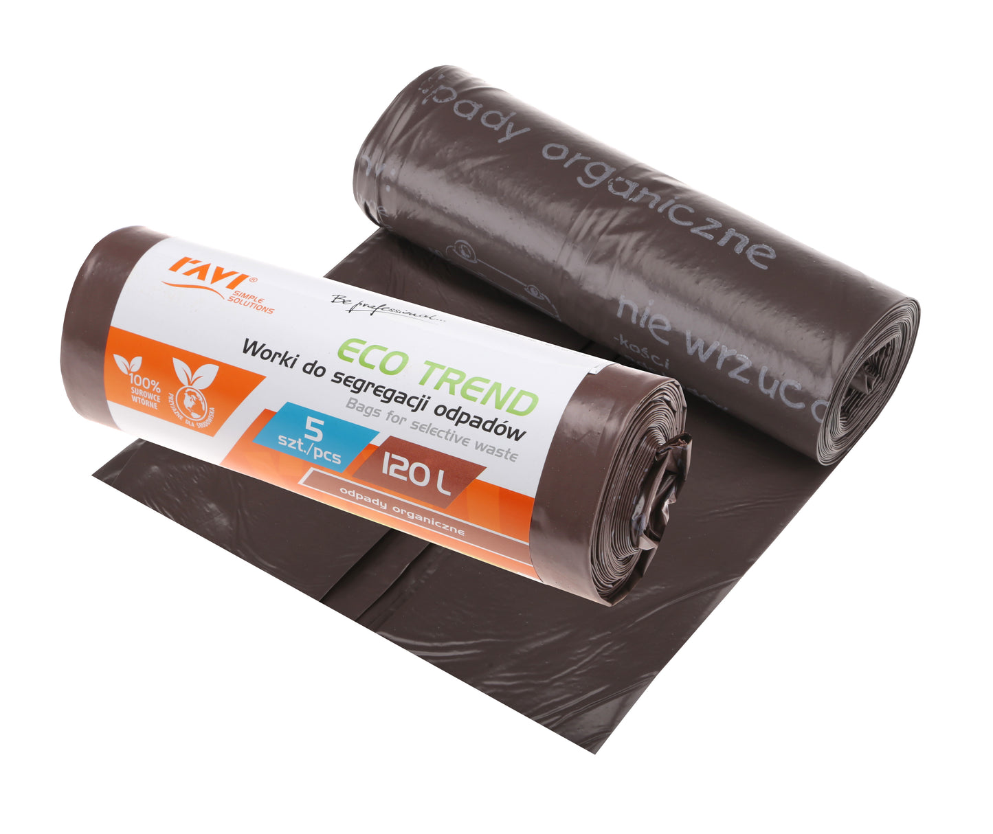 ECO TREND šiukšlių maišai, 120 l, 5 vnt., rudi (organinėms atliekoms), 19.5 x 6.5 x 6.5, 00741, Simp