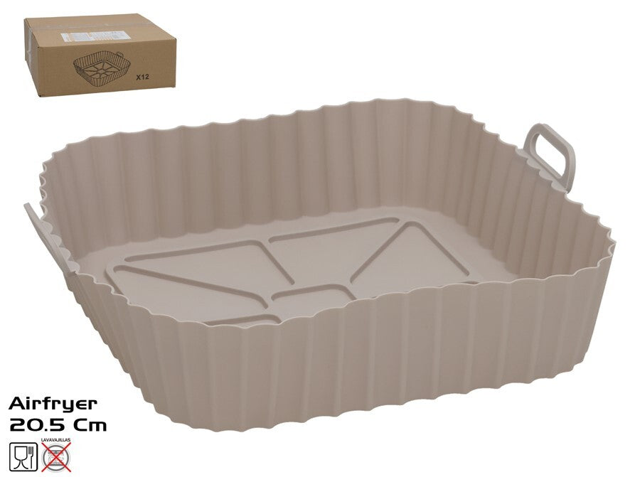 Silikona cepamā forma oro friterim, 20,5x20,5x6,5 cm, pilka, KITCHEN&GO