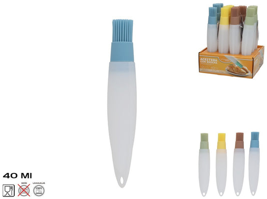 Aliejaus buteliukas su silikoniniu šepetėliu 40 ml, 4 rūšių, 19 x 4 x 4 cm, KITCHEN&GO