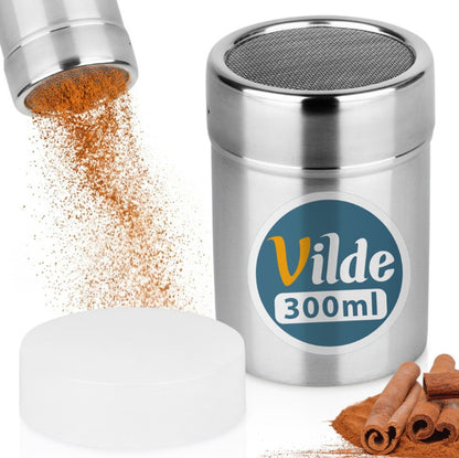 Indelis su sieteliu cukraus pudrai ir cinamonui, plieninis, 300 ml, 279082, VILDE
