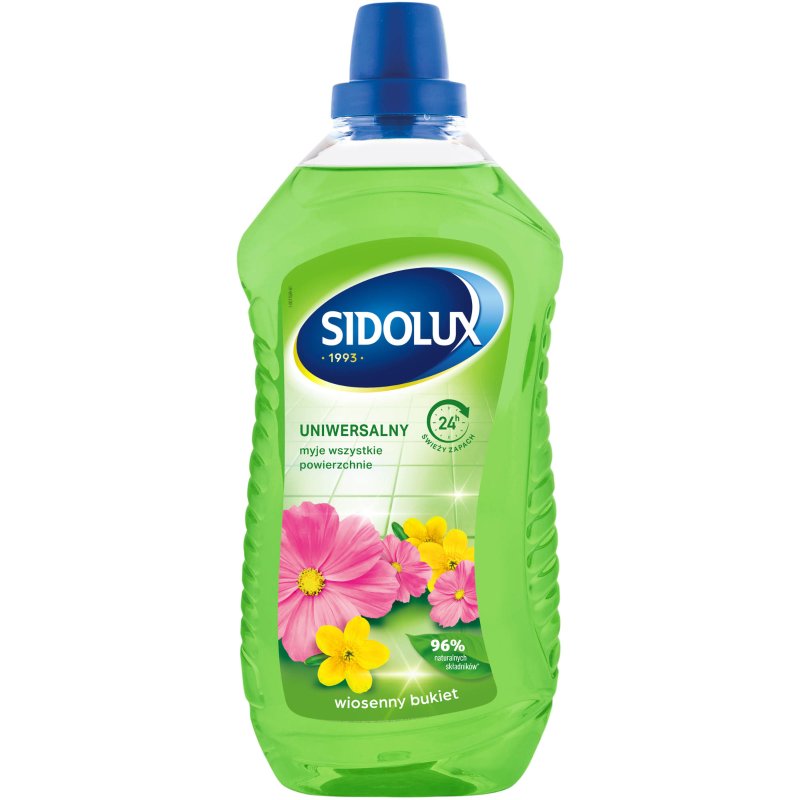 SIDOLUX universalus valiklis su pavasarinių gėlių puokštės kvapu, 1 l. 12 vnt. dėžėje.
