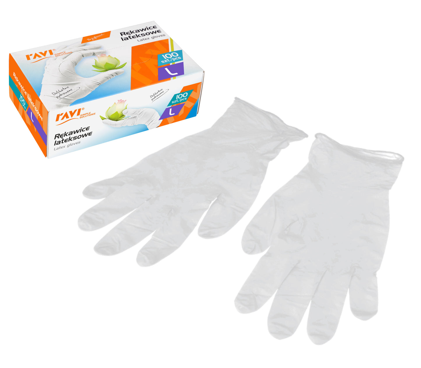 Pudruotos latekso pirštinės L, 100 vnt., 12 x 7 x 20, 00958, Simple Solution