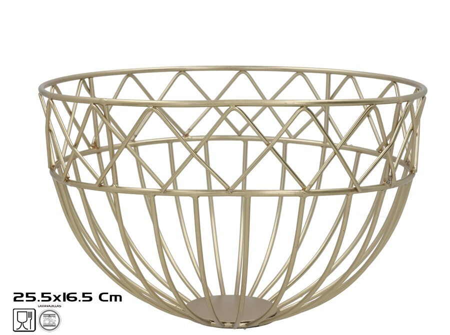 Vaisių dubuo, auksinis, 25.50 x 25.50 x 16.50, KITCHEN&GO